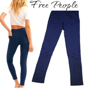 Free People Moto skinny stretch Jeggings ankle crop pants blue women's 25